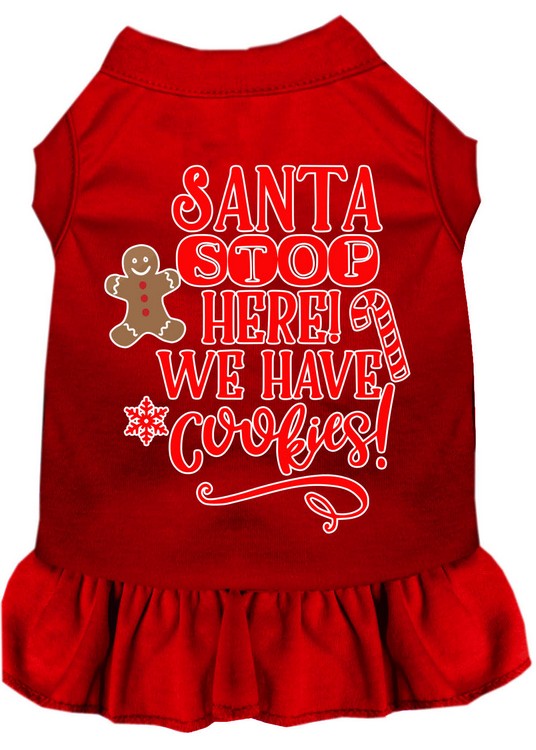 Santa, We Have Cookies Screen Print Dog Dress Red XS